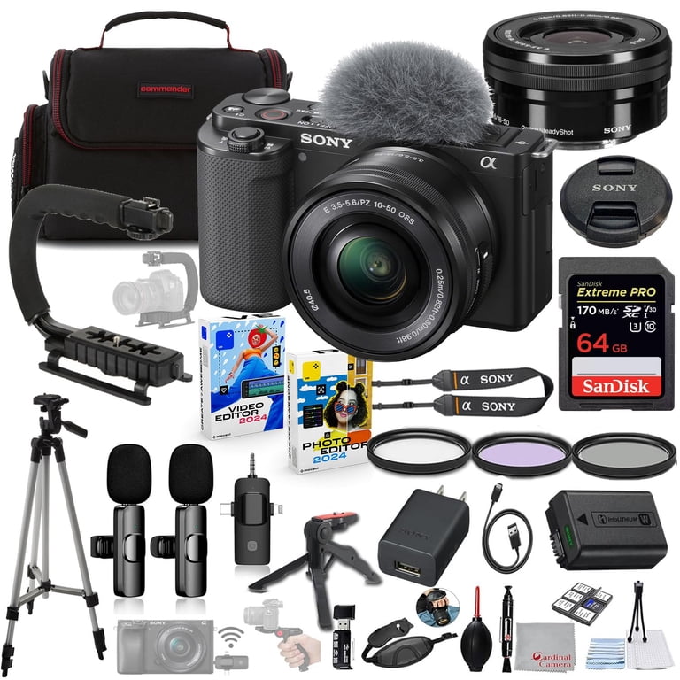 Sony ZV-E10 Mirrorless Camera with 16-50mm Lens (Black) Bundle +