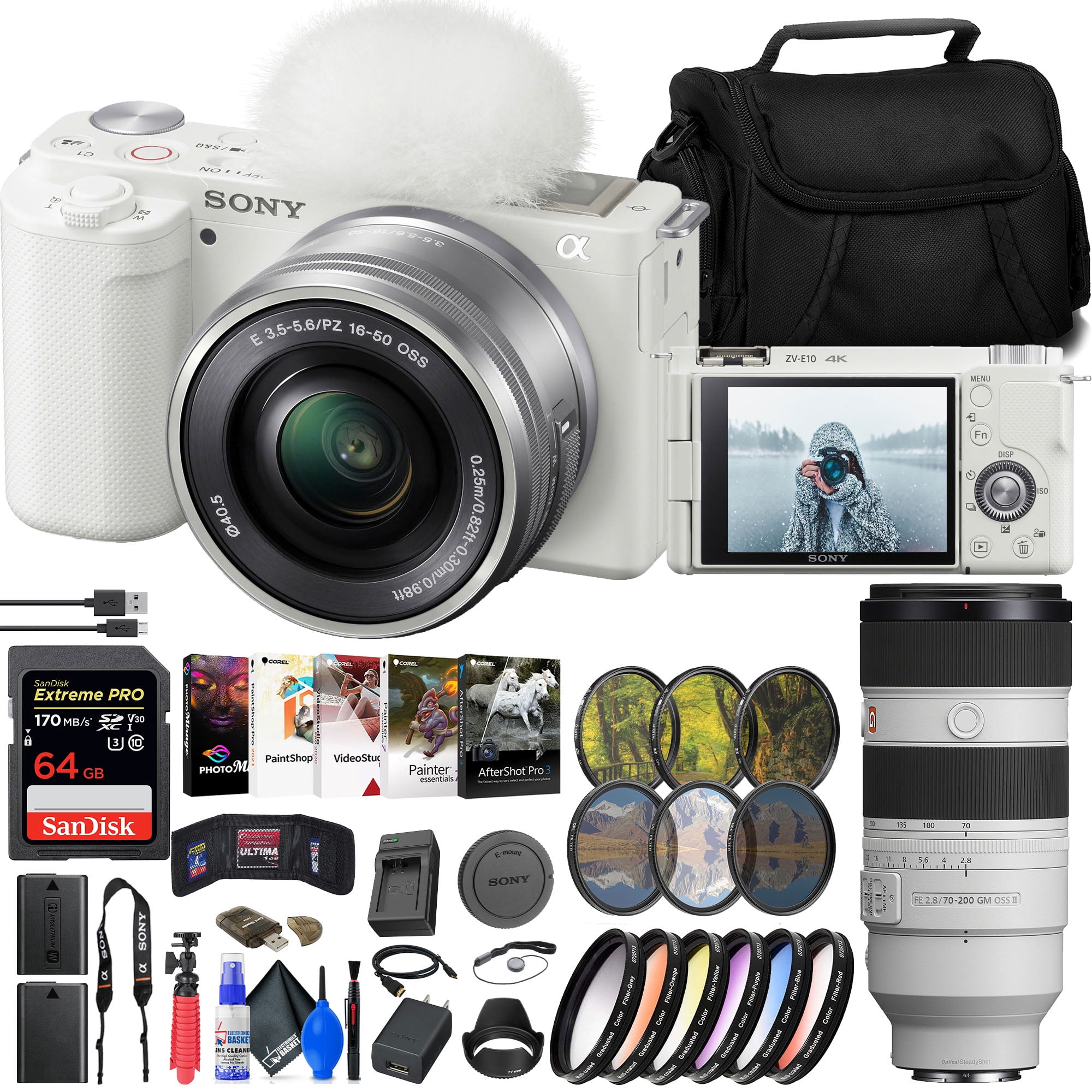Sony ZVE10 Mirrorless Camera with 1650mm Lens (White) (ILCZVE10L/W