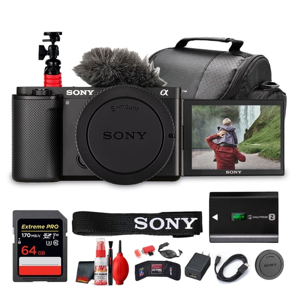 Sony ZV-E10 Mirrorless Camera Bundle with 64GB Card, Bag and Accessories (International Model)