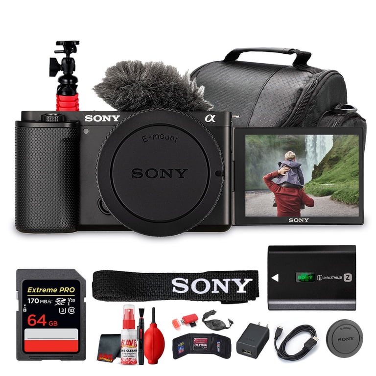 Sony ZV-E10 Mirrorless Camera Photo Media Kit with 64GB Card, Bag