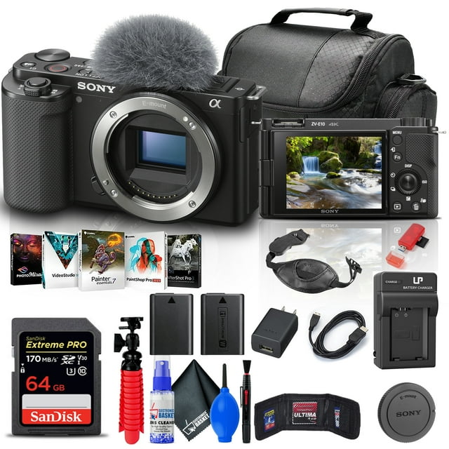 Sony ZVE10 Mirrorless Camera + 64GB Memory Card + Corel Photo Software