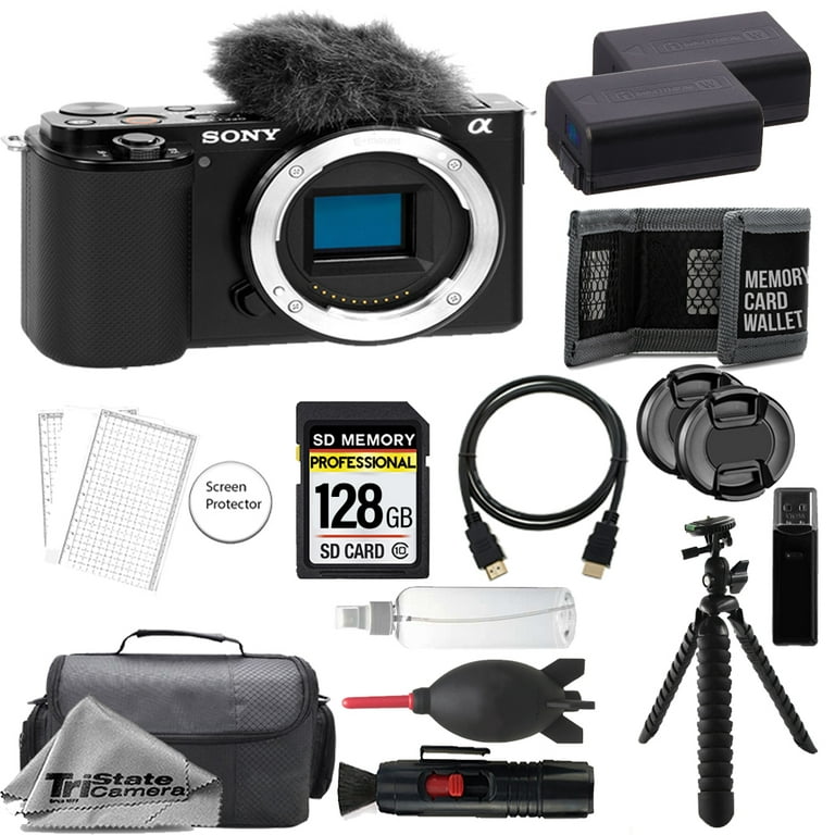 Sony ZV-E10 Mirrorless Camera (Black) + 128GB + Extra Battery+