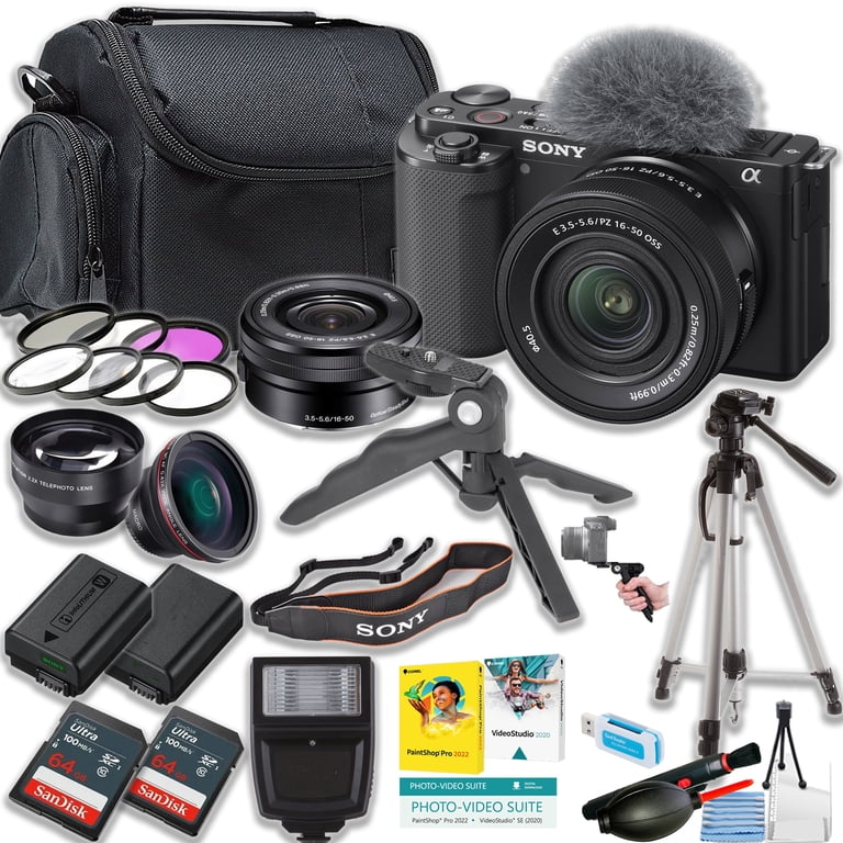 Sony ZV-E10 Mirrorless Camera (Black) with 16-50mm Lens + Tripod +