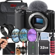 Sony ZV-E10 Mirrorless Camera Black, Body Only + SanDisk 32GB Memory Card + Tripod + SV Premium Accessory Bundle International Version