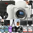 thumbnail image 1 of Sony ZV-E10 Mirrorless Camera (Body Only, White) + 2 Pack SanDisk 64GB Memory Card + Case + Flash + SV Premium Accessory Bundle (International Version), 1 of 5