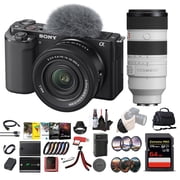 Sony ZV-E10 Mirrorless Camera with 16-50mm II and 18-105mm Lenses, Black, 64GB Card, Color Filter Kit and Filter Kit