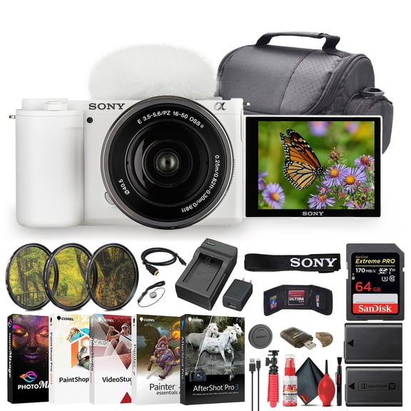 Sony ZV-E10 Mirrorless Camera with 16-50mm II Lens Bundle + 64GB Card (International Model)