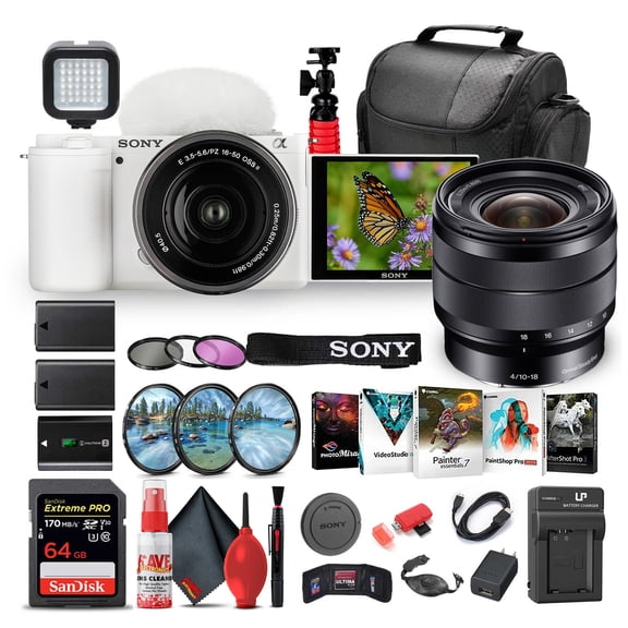 Sony ZV-E10 Mirrorless Camera with 16-50mm II and Sony E 10-18mm Lens Bundle (International Model)