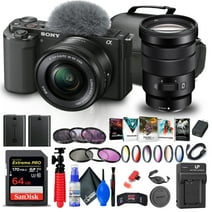 Sony ZV-E10 Mirrorless Camera W/ 16-50mm Lens + Sony 18-105mm Lens + 64GB + More
