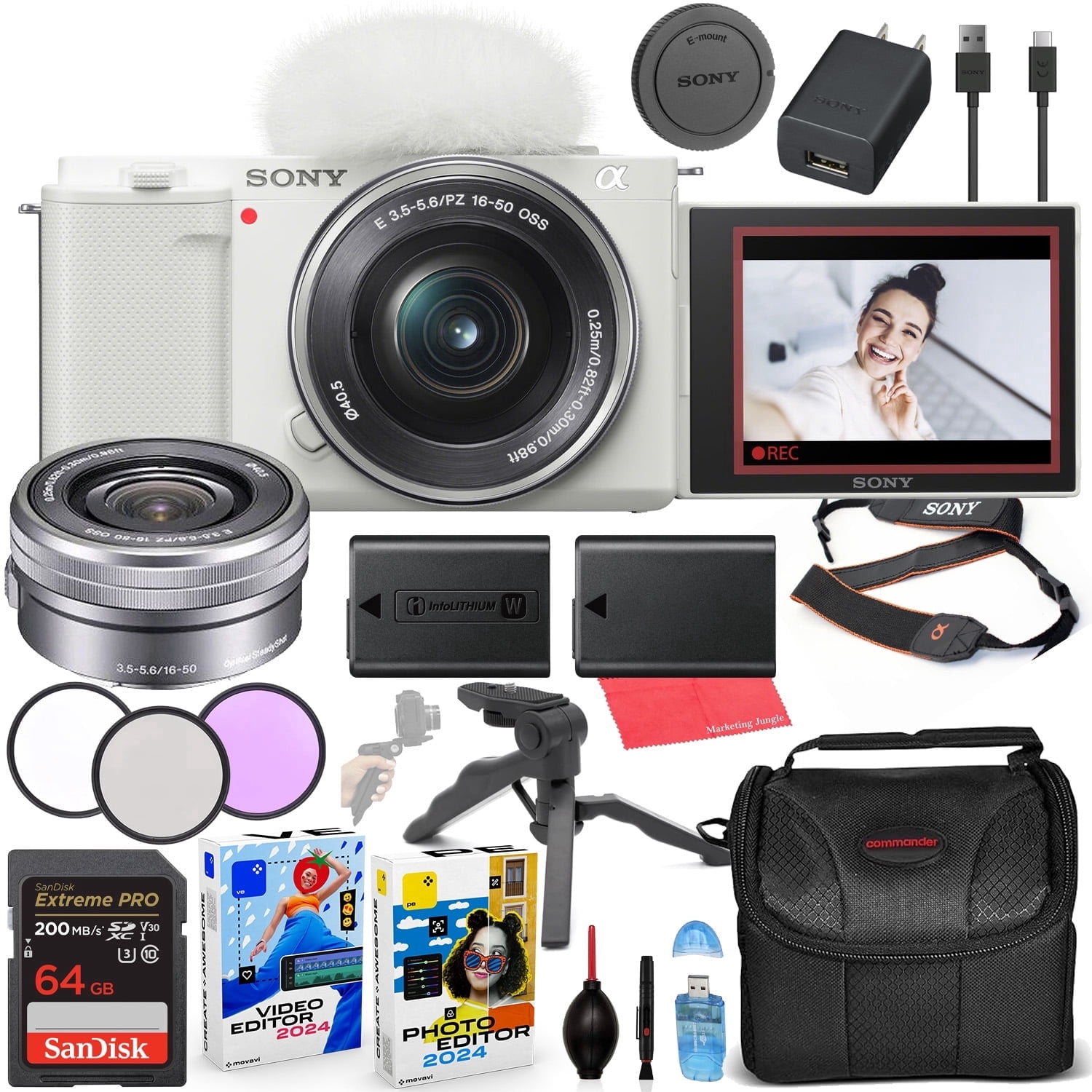 SONY ZV-E10 3点セット Sony ZV-E10 Mirrorless Camera with 16-50mm Lens (Silver) Bundle +