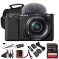 thumbnail image 1 of Sony ZV-E10 Vlogging Mirrorless Camera Kit with E PZ 16–50mm Lens (ILCZV-E10L/B)| 24.2 MP APS-C Sensor | 4K Video with 64GB Card, Card Reader, Case, Flex Tripod, Memory Card Wallet, Cleaning Kit, 1 of 8