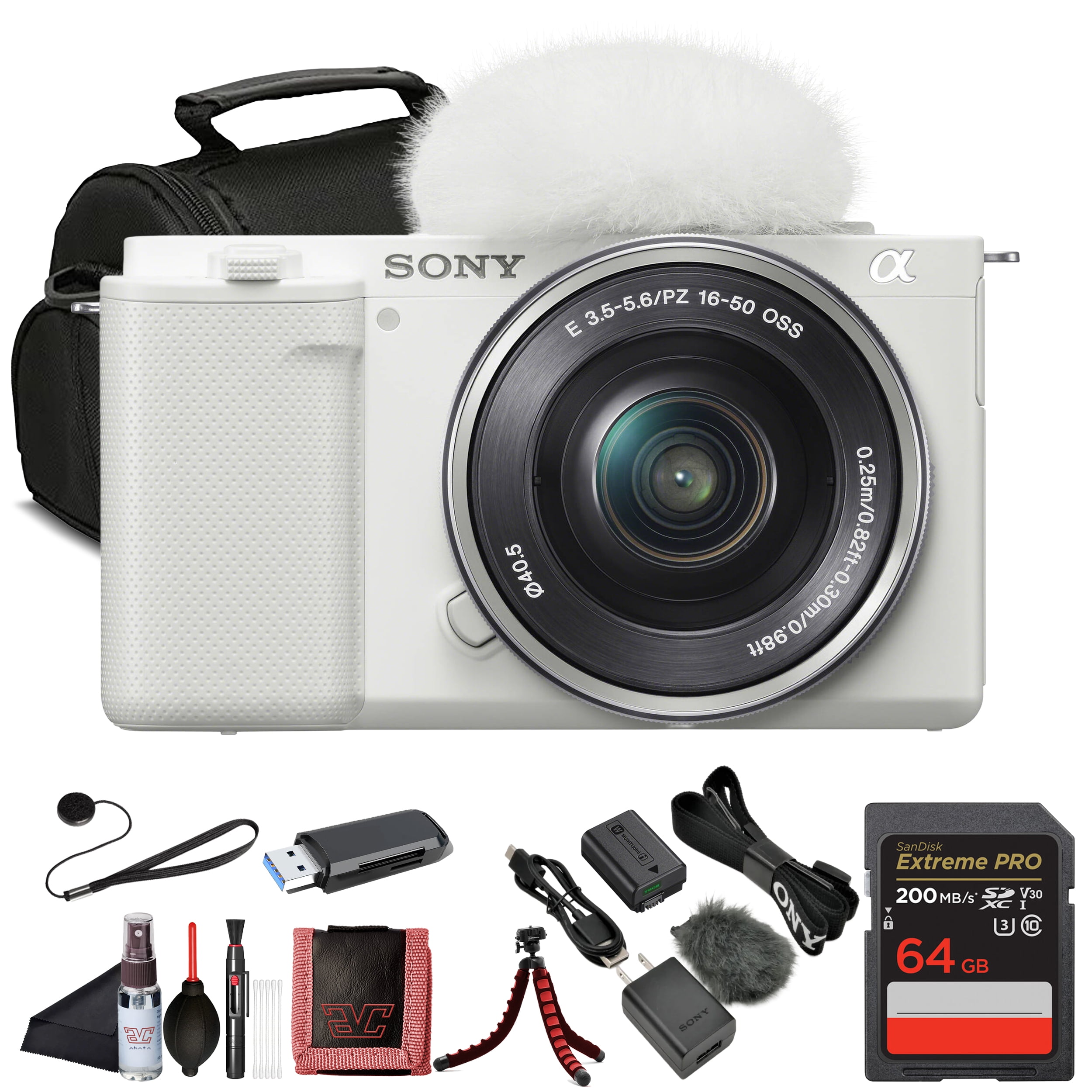 Sony ZV-E10 Vlogging Mirrorless Camera (White) with E PZ 16–50mm Lens ...
