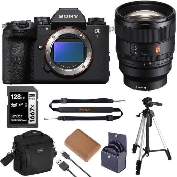 Sony a1 II Mirrorless Camera, Bundle with FE 85mm f/1.4 GM II Lens, 128GB SDXC Memory Card, Extra Battery, Shoulder Bag, Sling Strap, Tripod and Filter Kit