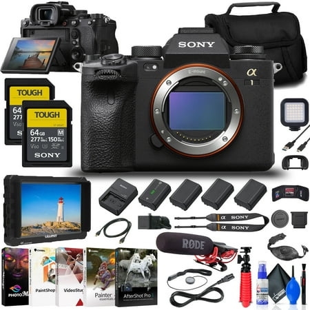 Sony a1 Mirrorless Camera + 4K Monitor + Rode VideoMic + 2 x 64GB Card + More
