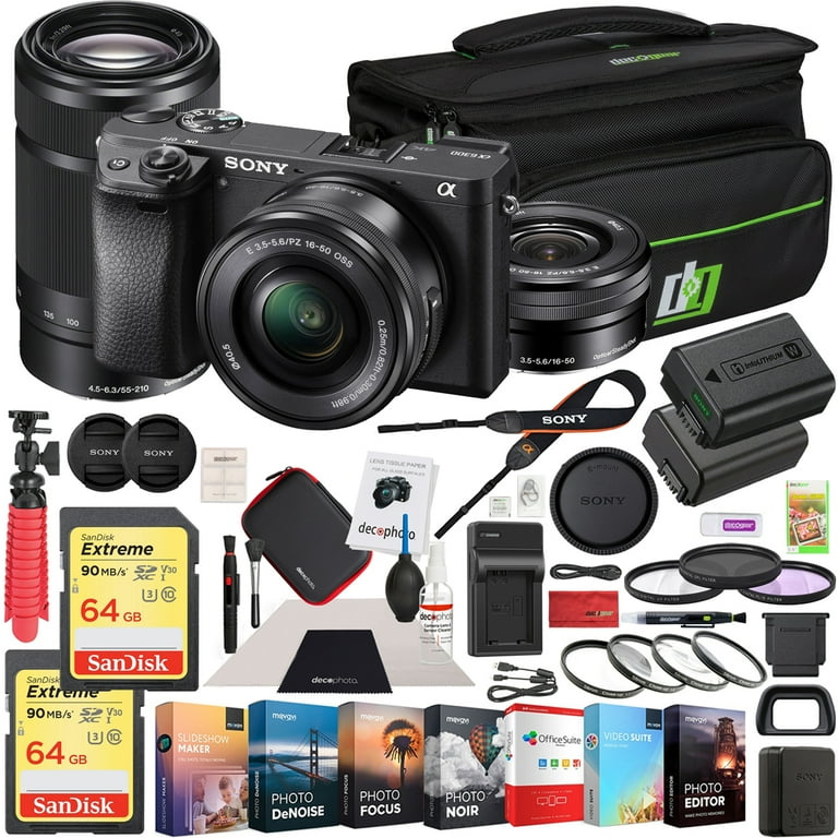 Sony a6300 4K Mirrorless Camera ILCE-6300L/B (Black) 2 Lens 16 
