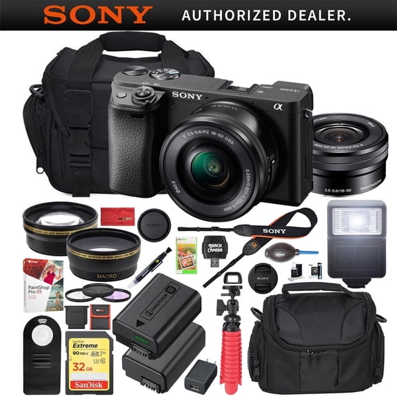 Sony a6400 4K Mirrorless Camera ILCE-6400L/B with 16-50mm F3.5-5.6 Lens Kit (Black) | Official Sony USA Partner Model | Bundle with 0.43x + 2.2X Lenses + Deco Gear Extra Battery, Bag Remote & Flash