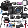 thumbnail image 1 of Sony a6400 Mirrorless Camera w/ 16-50mm Lens + 64GB Extreme, Case, Filters, Macros, LED Light & Software Bundle (International Version), 1 of 5