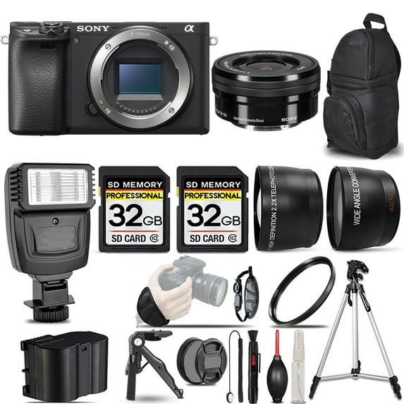 Sony a6400 Mirrorless Camera +16-50mm f/3.5-5.6 OSS Lens +Flash +64GB- Kit (International Version)