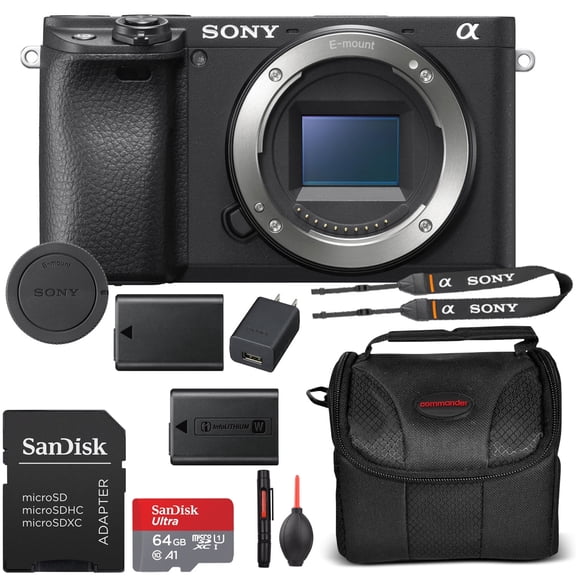 Sony a6400 Mirrorless Camera Body Only Bundle + Extra Battery, 64GB Memory Card, Case & More (International Version)