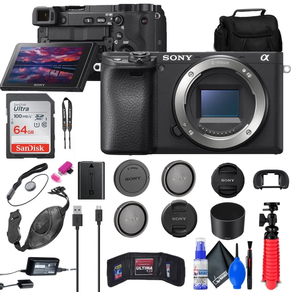 Sony a6400 Mirrorless Camera Body + 64GB Card, Case & Bundle (International Model)