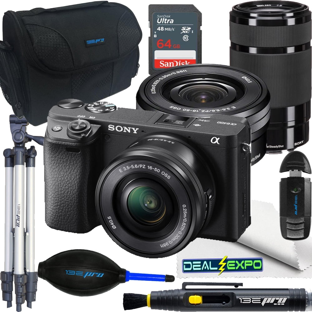 Sony Alpha ZV-E10 Mirrorless Vlog Camera with 16-50mm Lens + 2 Pack 64GB  Memory Card + Flash + Tripod + Backpack + ZeeTech Accessory Bundle (Black)  