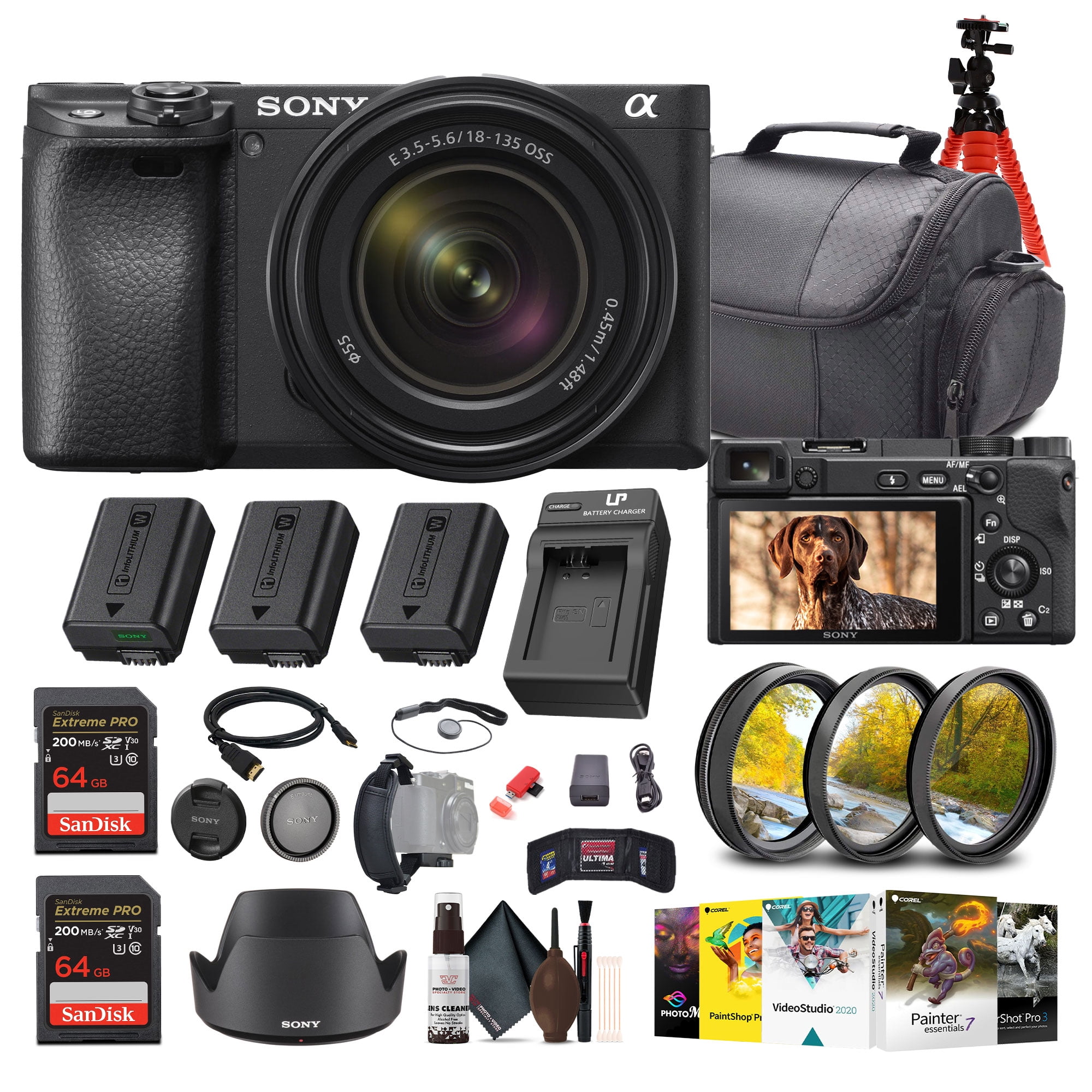 Sony a6400 Mirrorless Camera with 18-135mm Lens (ILCE-6400M/B) + 2