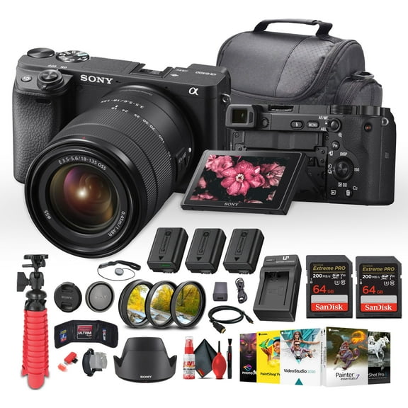 Sony a6400 Mirrorless Camera with 18-135mm Lens with Real-Time Eye Auto Focus - Bundle(International Model)