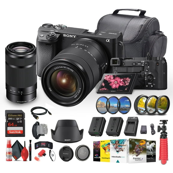 Sony a6400 Mirrorless Camera with 18-135mm Lens with Real-Time Eye Auto Focus - Bundle(International Model)