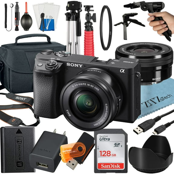 Sony a6400 Mirrorless Camera with E PZ 16-50mm OSS Lens, 128GB SanDisk Card, ZeeTech Accessory Bundle (International Version)