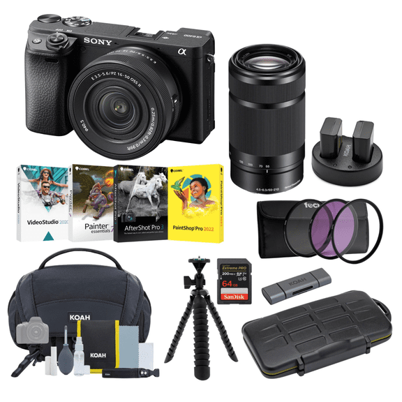 Sony a6400 Mirrorless Digital Camera with 16-50mm and 55-210mm Lens Bundle