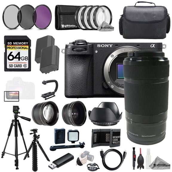 Sony a6700 + E 55-210mm f/4.5-6.3 OSS Lens+64GB+Ext Bat+9 PC Filter-MEGA Kit (International Version)