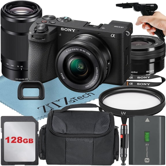 Sony a6700 Mirrorless Camera with 16-50mm + E 55-210mm OSS Lens + 128GB Card + UV Filter + Case + ZeeTech Accessory Bundle (International Version)