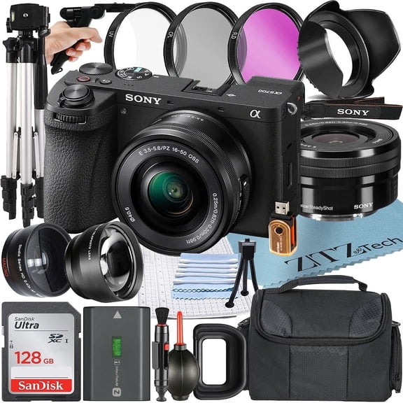 Sony a6700 Mirrorless Camera with 16-50mm Lens + 128GB Memory Card + Telephoto + Cleaning Kit + ZeeTech Accessory Bundle (International Version)