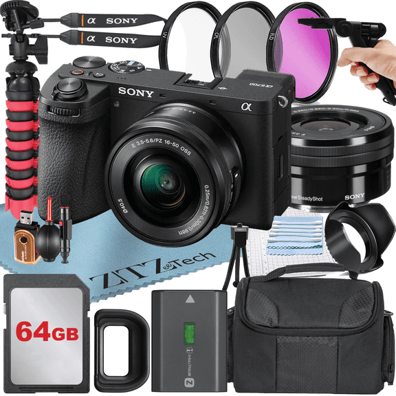 Sony a6700 Mirrorless Camera with 16-50mm Lens + 64GB Memory Card + Tripod + Case + ZeeTech Accessory Bundle (International Version)