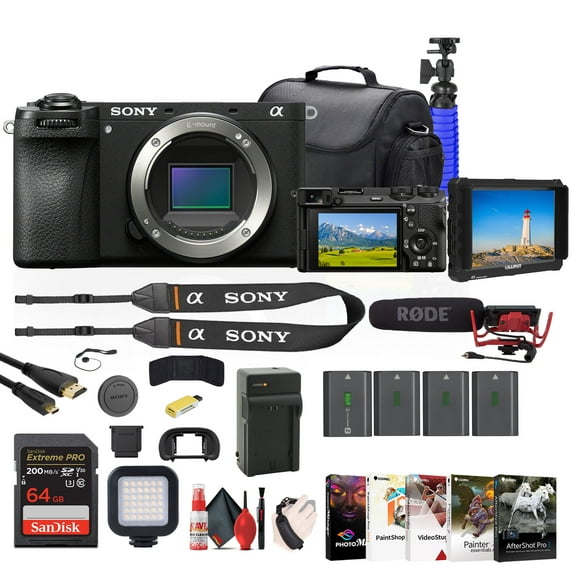 Sony a6700 Mirrorless Camera Body (ILCE-6700) Bundle with 4K Monitor, VideoMic and 2 x 64GB Cards (International Model)