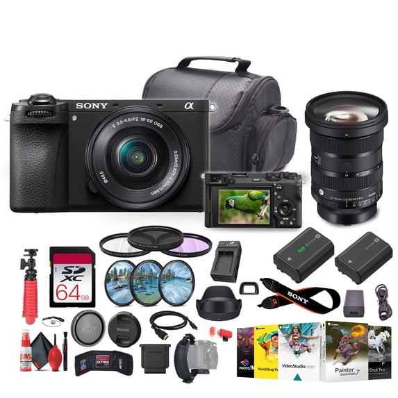 Sony a6700 Mirrorless Vlogger Camera with 16-50mm Lens + Sigma 24-70mm + More - Bundle(International Model)