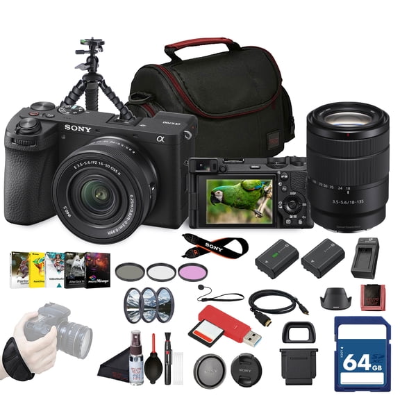 Sony a6700 Vlogger Mirrorless Camera With 16-50mm II Lens + Sony E 18-135mm f/3.5-5.6 OSS Lens+ 64GB Memory Card + NP-FZ100 Battery + Photo Software + More