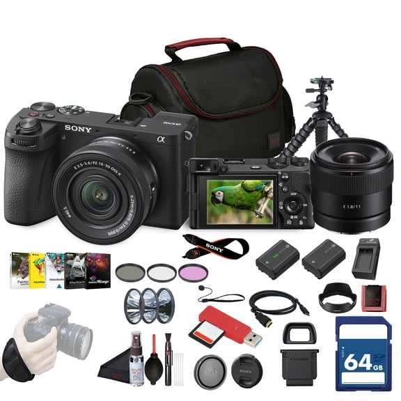 Sony a6700 Vlogger Mirrorless Camera With 16-50mm II Lens + Sony E 11mm f/1.8 Lens + 64GB Memory Card + NP-FZ100 Battery + Photo Software + More