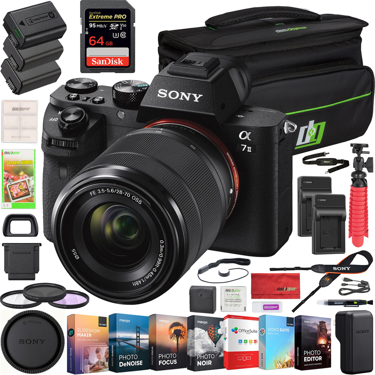 Sony a7 II Full-Frame Alpha Mirrorless Digital Camera 2X Extra Battery Power Editing Bundle - image 1 of 10