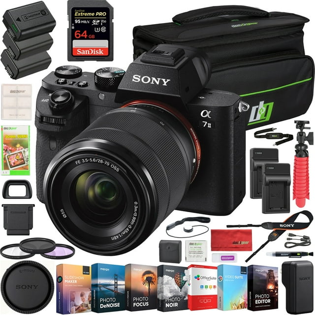 Sony a7 II Full-Frame Alpha Mirrorless Digital Camera 2X Extra Battery Power Editing Bundle