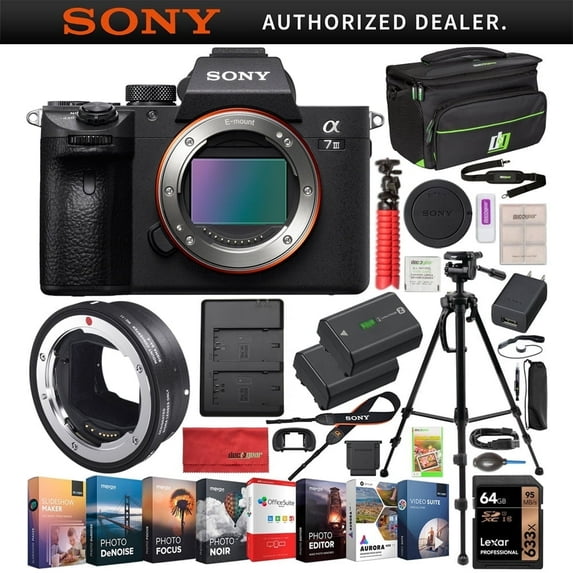 Sony a7 III Full Frame Mirrorless 4K HDR Camera ILCE-7M3 Bundle w/ Sigma MC-11 Mount Converter (Canon EF to Sony E-Mount) Deco Gear Bag + Photo Video Software & Accessories | Official Sony Partner |