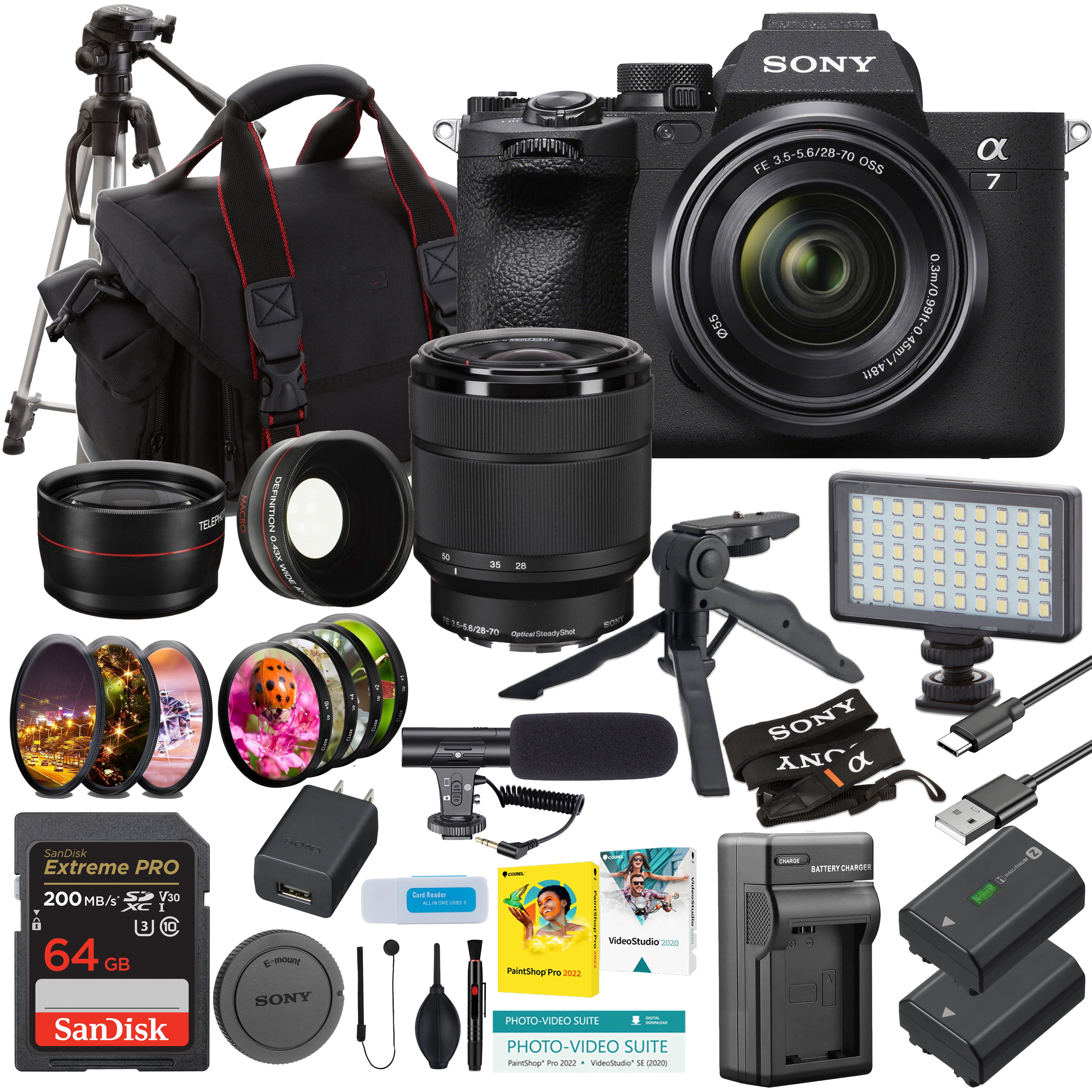 Sony a7 III Mirrorless Camera w/ 28-70mm Lens + 64GB Memory, LED