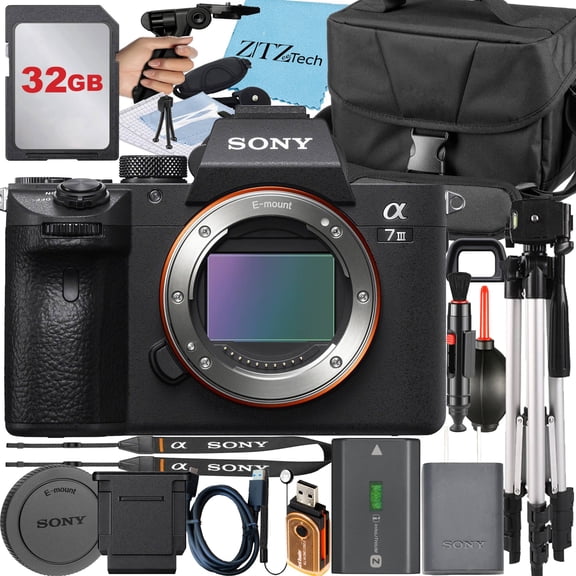 Sony a7 III Mirrorless Camera + Case + 32GB Memory Card + Tripod + ZeeTech Cloth (International Version)