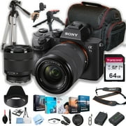 Sony a7 III Mirrorless Digital Camera with 28-70mm Lens + 64GB Memory + Case+ Steady Grip Pod + Tripod+ Software Pack + More 30pc Bundle International Version