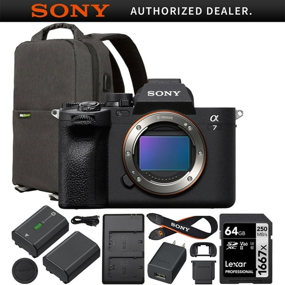 Sony a7 IV Full Frame Mirrorless Camera Body ILCE-7M4/B Double Battery Content Creator Bundle with Deco Gear Photography Backpack + 64GB Card + External Charger Kit