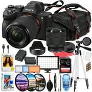 Sony a7 IV Mirrorless Camera with 28-70mm Lens Bundled Kit + Accessory Package with LED Video Light, HD Filters, 64GB Extreme SD, Case, Editing Software Package