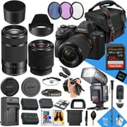 Sony a7 IV Mirrorless Camera with FE 28-70mm f/3.5-5.6 OSS and E 55-210mm f/4.5-6.3 OSS Lens + 128 GB Memory + Case + TTL Pro Flash + Monopod + Card Reader + Battery Charger + More 30pc Bundle