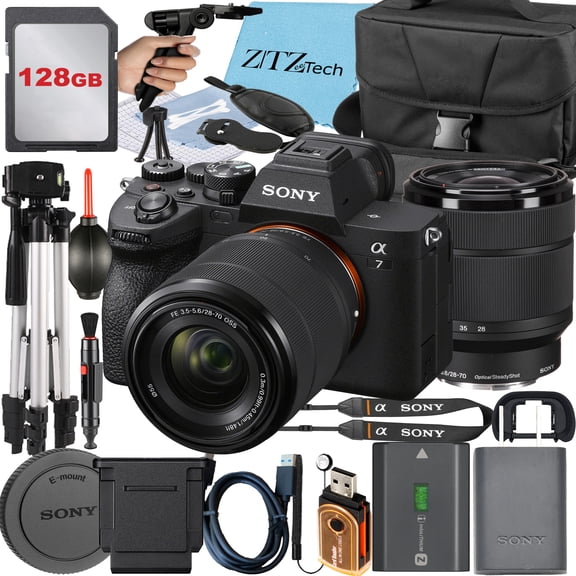 Sony a7 IV Mirrorless Camera + Sony FE 28-70mm + Tripod + 128GB Memory Card + Case + ZeeTech Accessory Bundle (International Version)