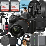 Sony a7 IV Mirrorless Camera + Sony FE 28-70mm + Tripod + 2 Pack 128GB Memory Card + Backpack + ZeeTech Accessory Bundle International Version