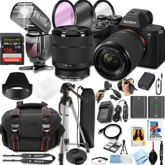 Sony a7 IV Mirrorless Digital Camera with 28-70mm Lens + 128GB SD Card and More